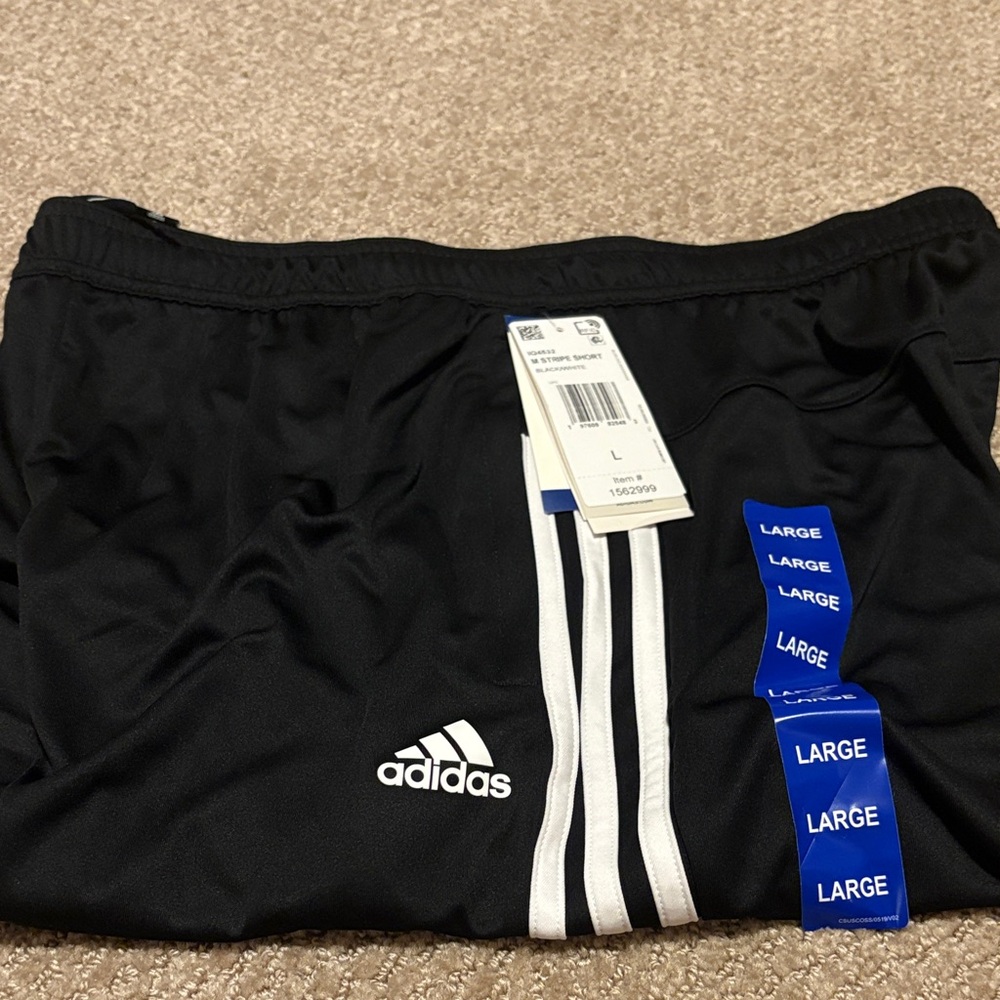 Adidas Black Athletic Shorts with White Accents